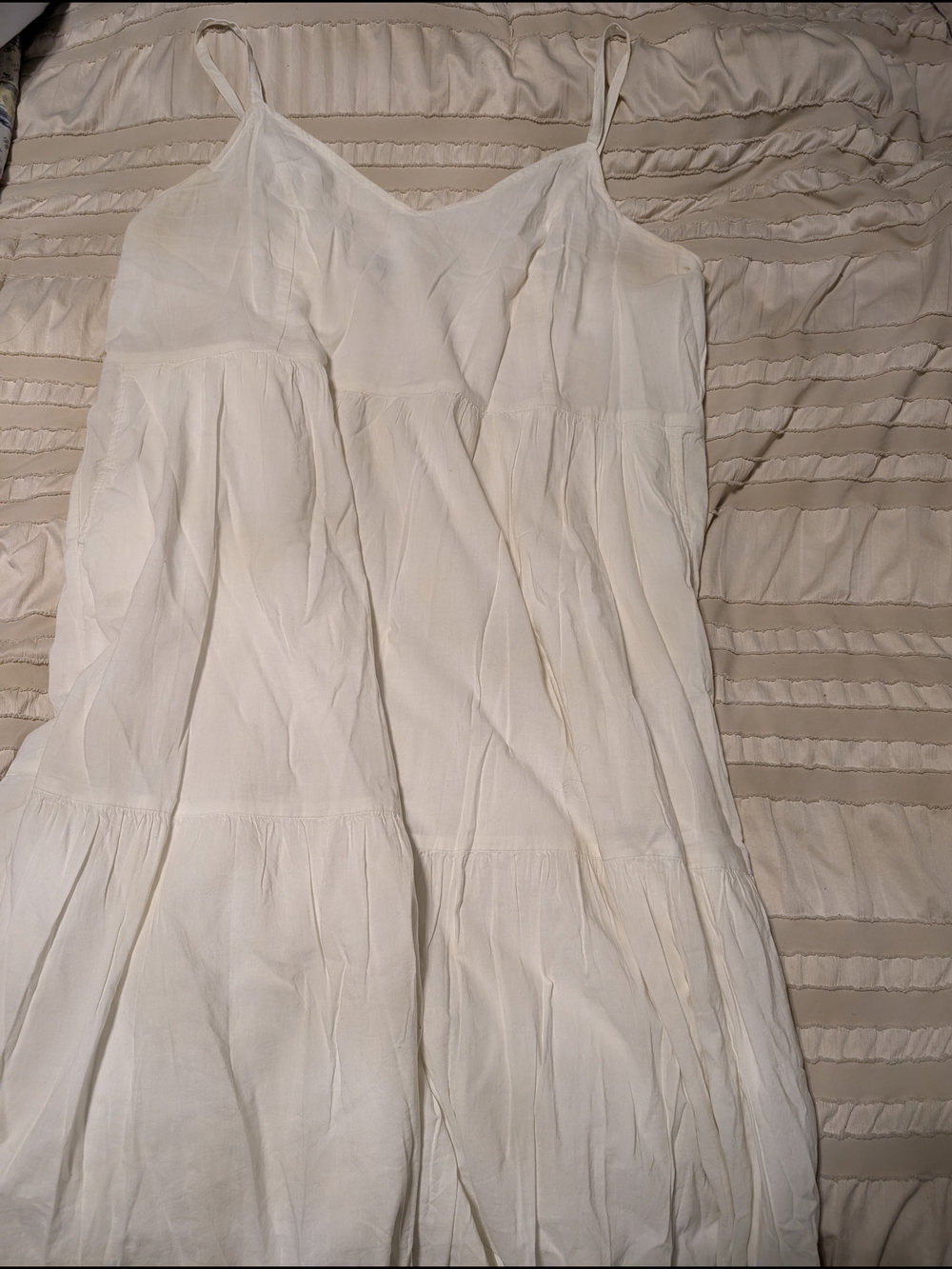 Old Navy Cream Spaghetti Strap Tiered Maxi Dress
